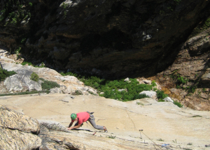 Pitch 2 of The Tiger, 5.10d. The golden granite remains consistently high quality throughout the height of the wall.
